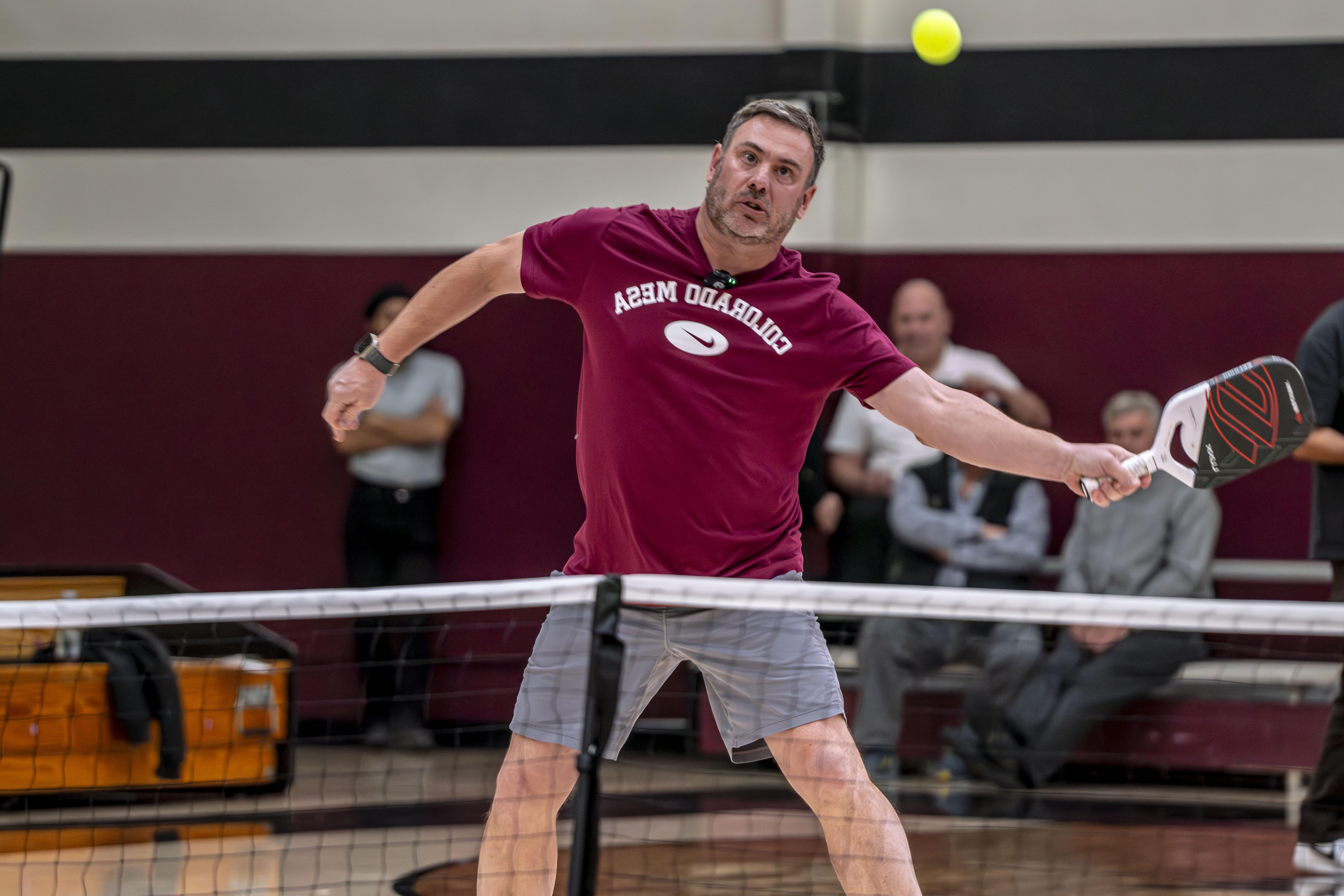 Canvas Credit Union CEO Chad Shane during pickleball match